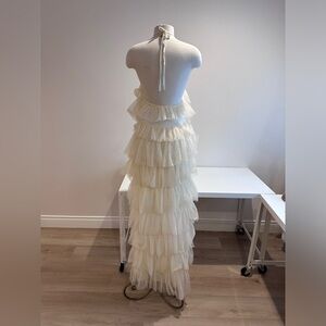 MABLE | RUFFLE MAXI CREAM DRESS